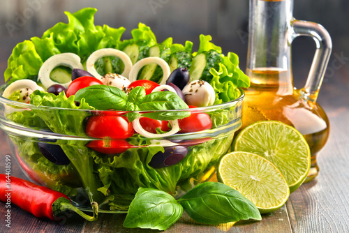 Obraz na plátně Composition with vegetable salad bowl. Balanced diet
