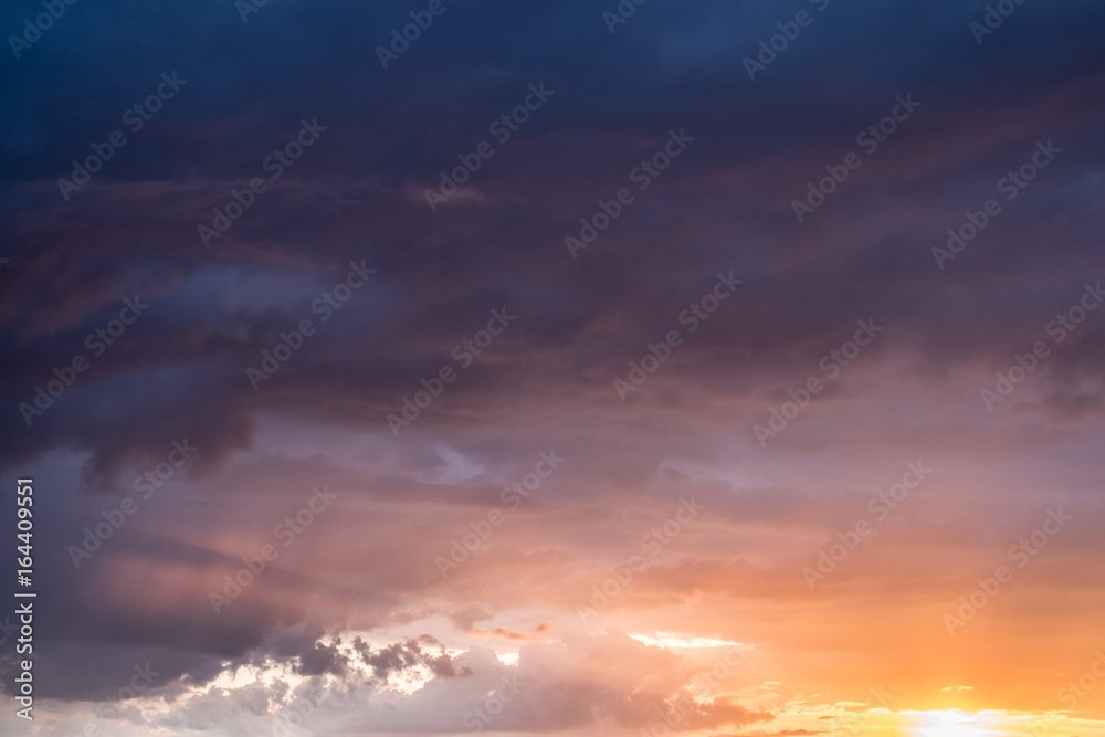 dramatic sunset sky ,colorful clouds background