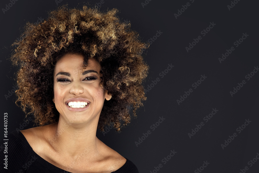 Portrait of girl with afro hairstyle. Portrait of girl with afro hairstyle.