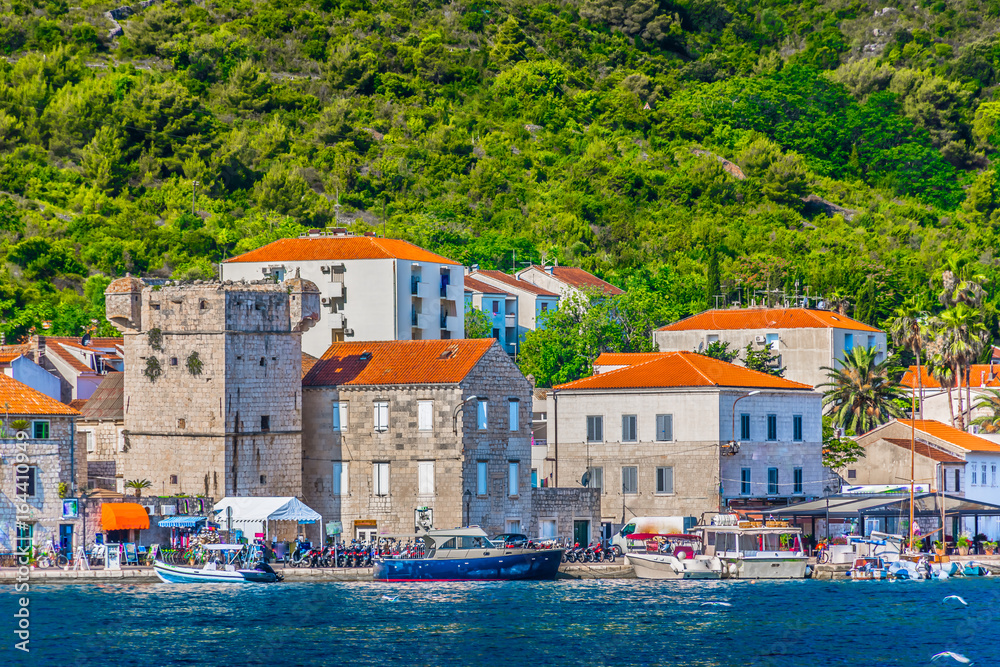 Coastal town Vis. / Waterfront view at coastal town Vis in south of Croatia, Mediterranean scenery. Coastal town Vis. / Waterfront view at coastal town Vis in south of Croatia, Mediterranean scenery.