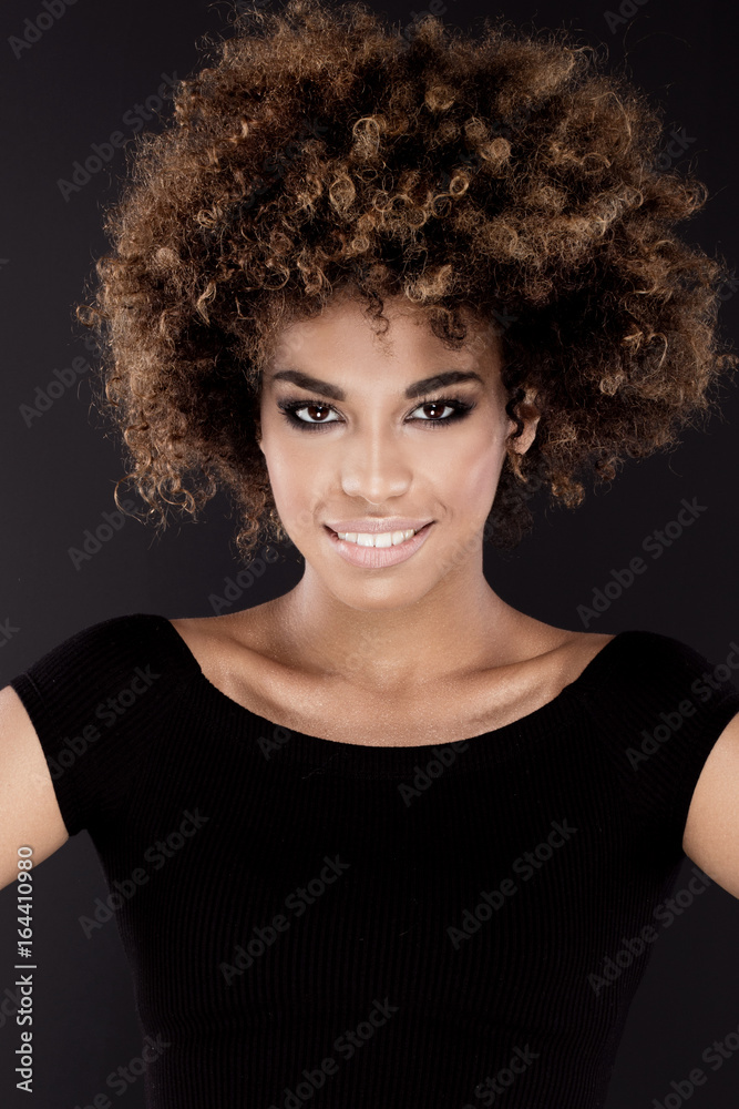 Portrait of girl with afro hairstyle.