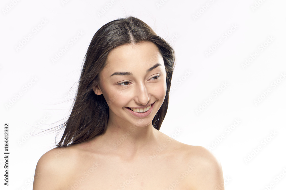 Beautiful young woman on white isolated background, portrait Beautiful young woman on white isolated background, portrait