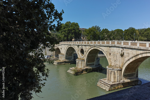 Amazing view of Tiber River and Ponte Sisto in city of Rome, Italy © hdesislava