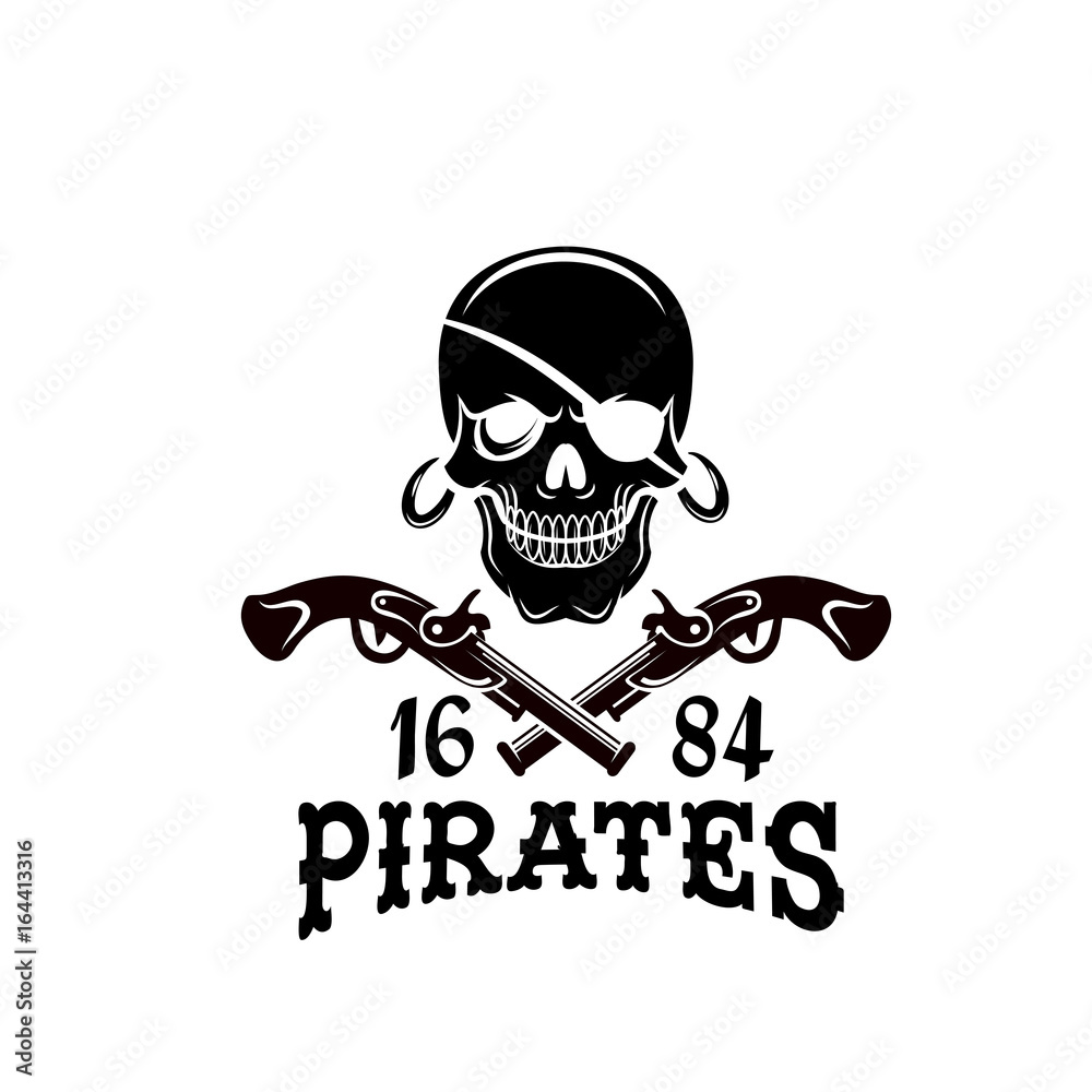 Jolly Roger pirate skull vector piracy flag icon