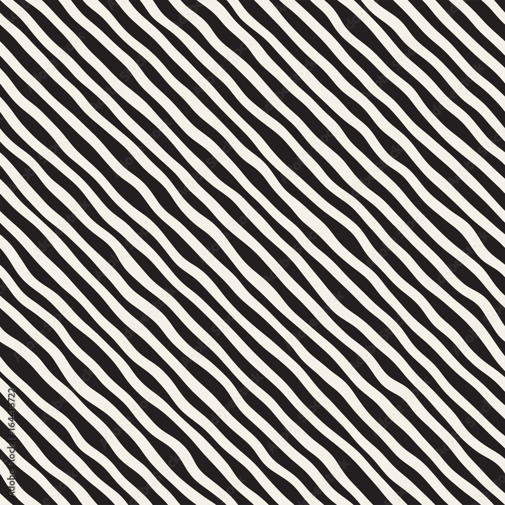 Seamless pattern with hand drawn waves. Abstract background with wavy brush strokes. Black and white freehand lines texture. Seamless pattern with hand drawn waves. Abstract background with wavy brush strokes. Black and white freehand lines texture.