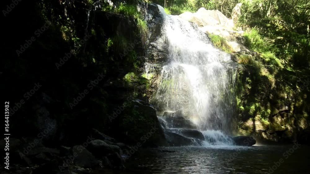 Beautiful waterfall in Cabreia Portugal. Long exposure smooth effect.