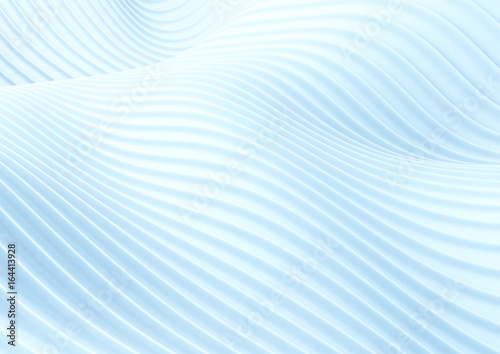 Abstract white wave background. 3D illustration.