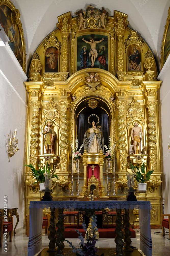 MIJAS, ANDALUCIA/SPAIN - JULY 3 : Interior Church of the Immaculate Conception in Mijas Andalucía Spain on July 3, 2017