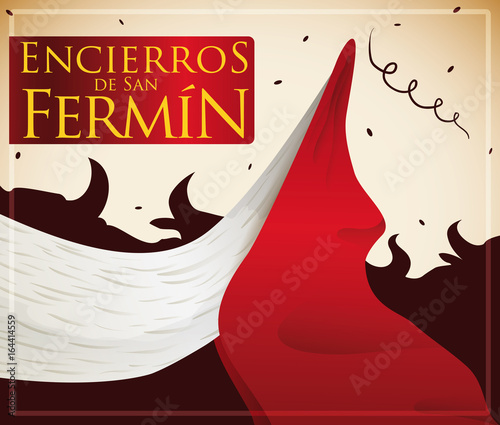 Horn with Handkerchief in Running of Bulls for San Fermin, Vector Illustration
