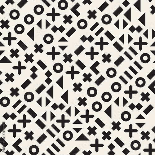 Vector random shapes seamless pattern. Modern stylish irregular texture. Repeating tiles with geometric minimalistic elements.