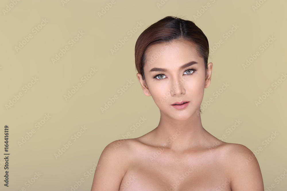 Beautiful Clear Clean Spa Healthy Skin Care Woman straight brunette hair Beautiful Clear Clean Spa Healthy Skin Care Woman straight brunette hair