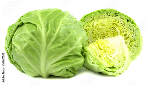 Cut cabbage on white background