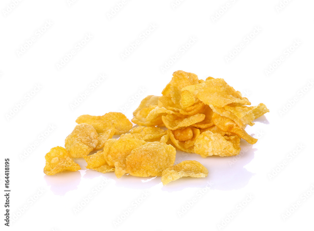 Pile of cornflakes, isolated on white background