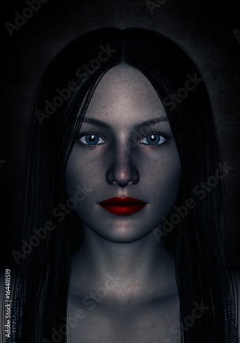 3d illustration of ghost woman in the dark