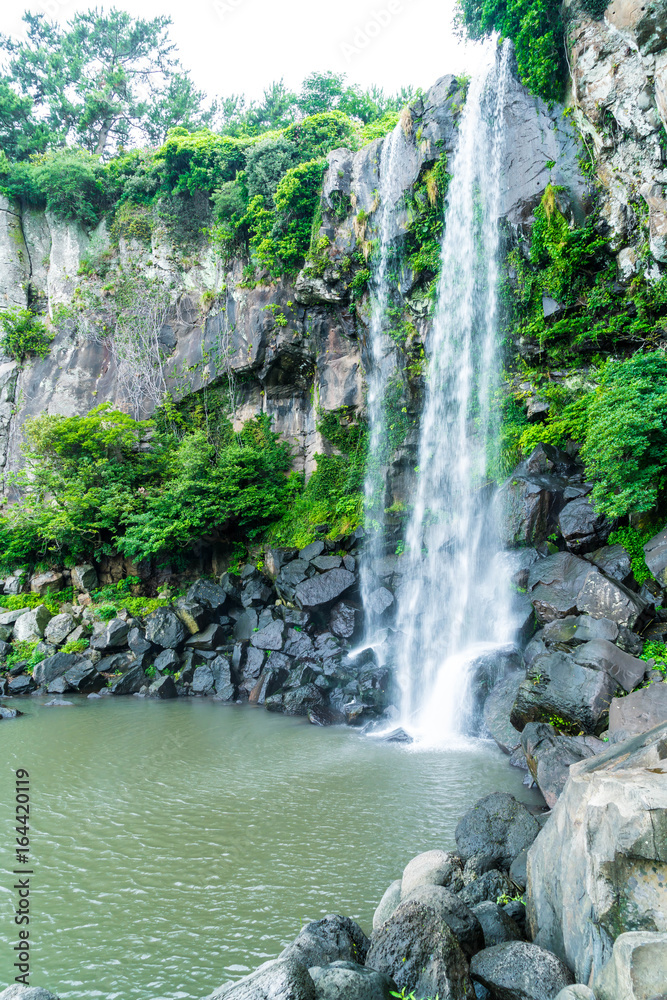 Fototapeta premium Jeongbang waterfall in Jeju Island