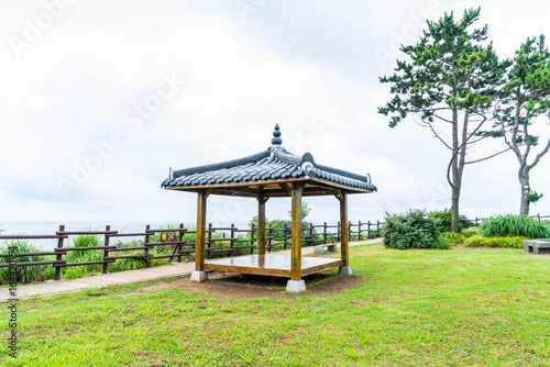Korean Pavillian at Jeju-do Oedolgae Rock  Park in Jeju Island © topntp