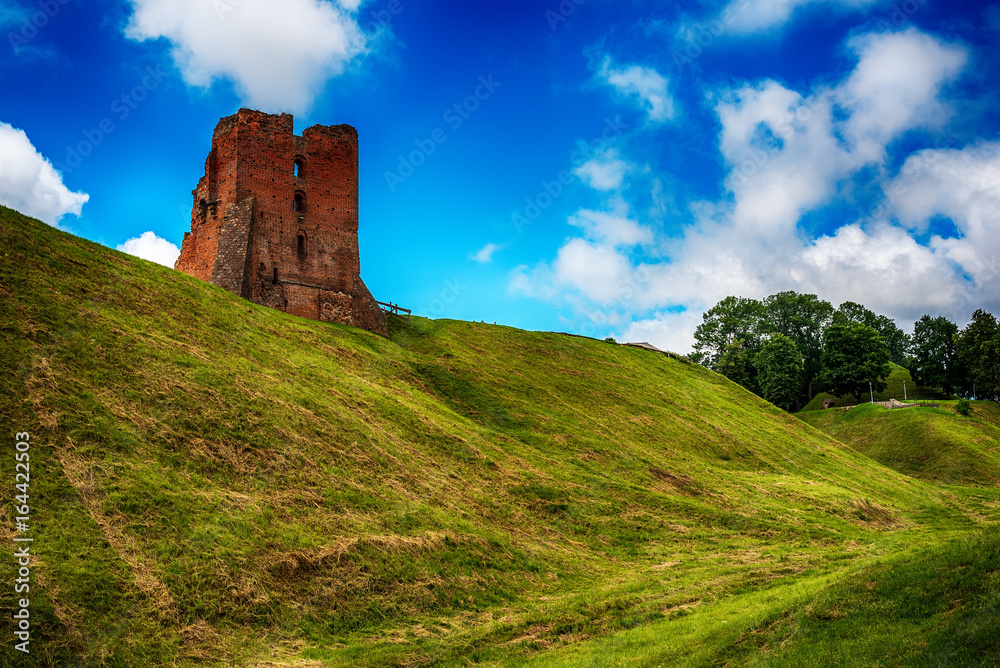 Belarus: ruins of Navahrudak, Naugardukas, Nowogrodek, Novogrudok castle in the summer
