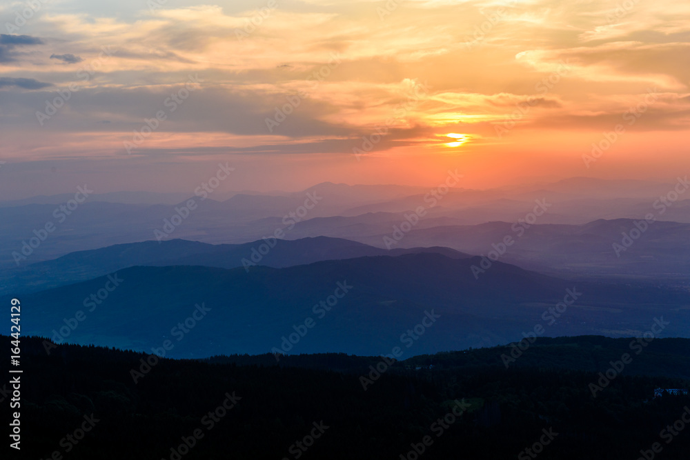 Beautiful sunset at Vitosha national park, Bulgaria