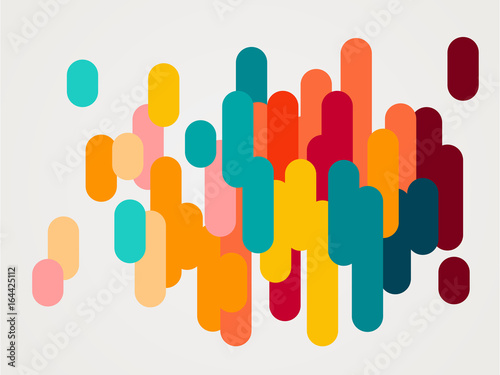 Colorful modern style abstract graphic with composition from various rounded shapes