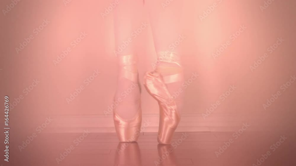 Closeup of a ballerina's feet while performing a routine