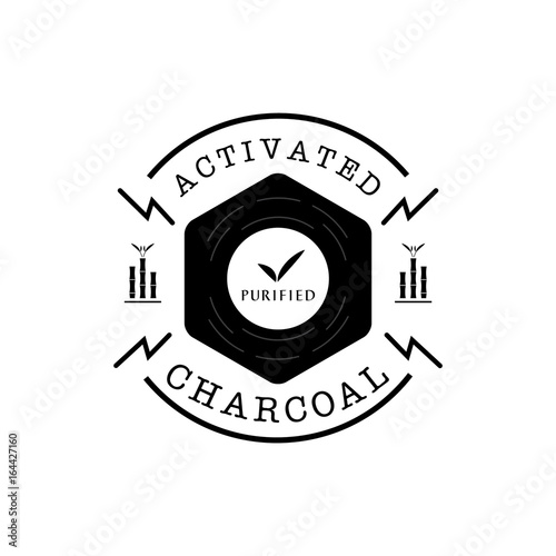 purified bamboo charcoal guarantee logo with bamboo tree icon