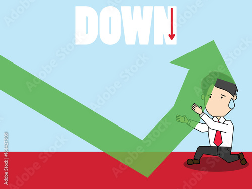 Businessman pushing arrow on graph for growth
