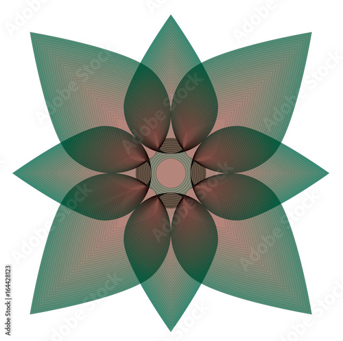 green lotus in geometric shapes