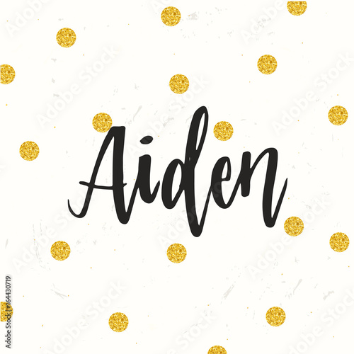 Hand drawn calligraphy personal name. lettering Aiden photo