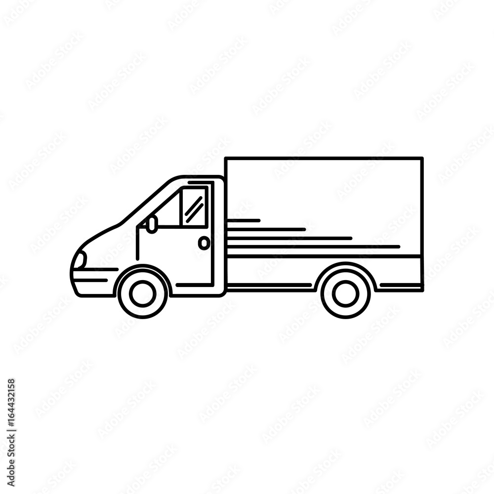 Line art transport icon, vector illustration - truck, minivan, waggon, trailer Line art transport icon, vector illustration - truck, minivan, waggon, trailer