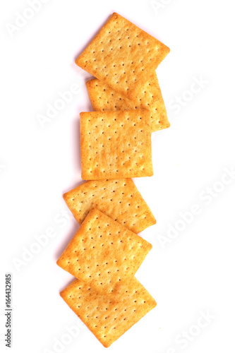 Close up the healthy whole wheat cracker on white background