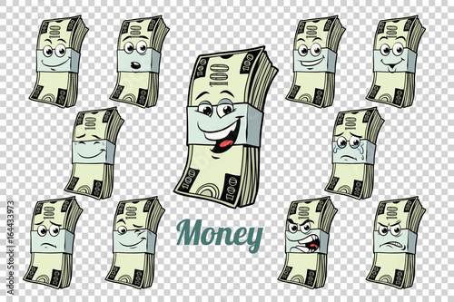 one hundred dollars cash packing emotions characters collection 