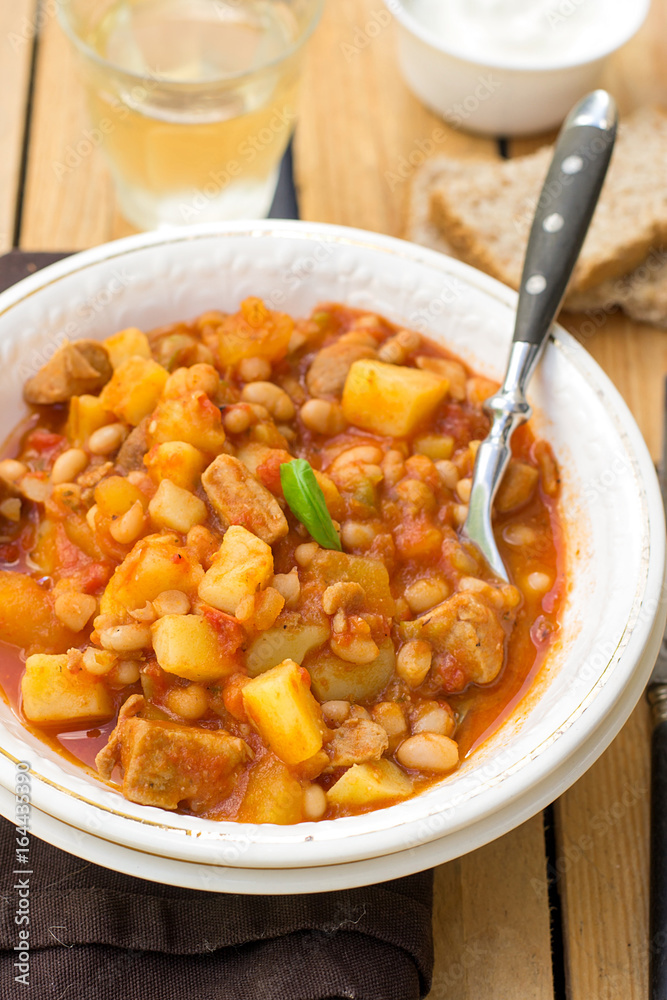 Potato stew with pork and white kidney beans Potato stew with pork and white kidney beans