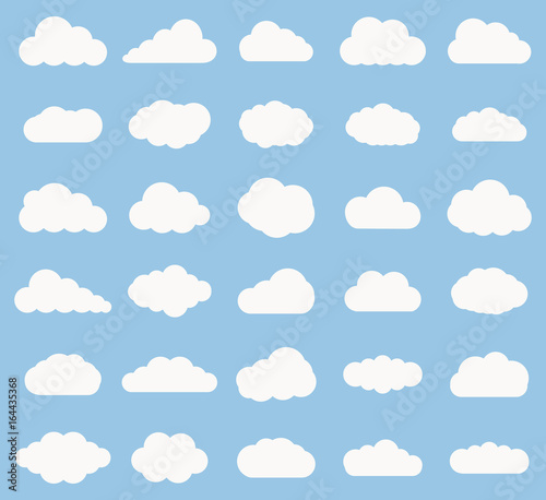 Set of Cloud icon white color on blue background