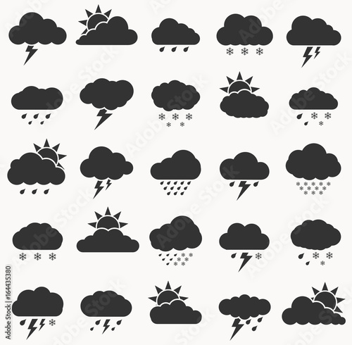 Set of weather  icon black color on white background