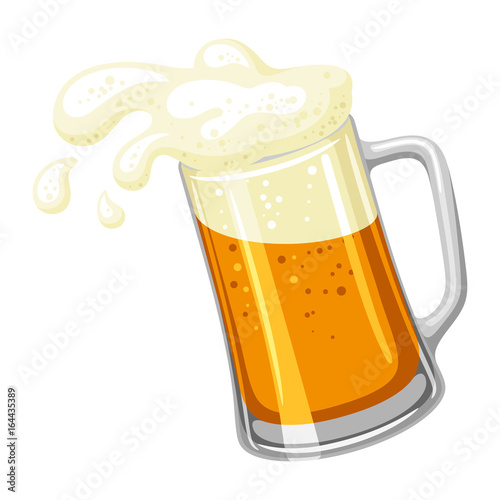 Mug with light beer and froth. Illustration for Oktoberfest