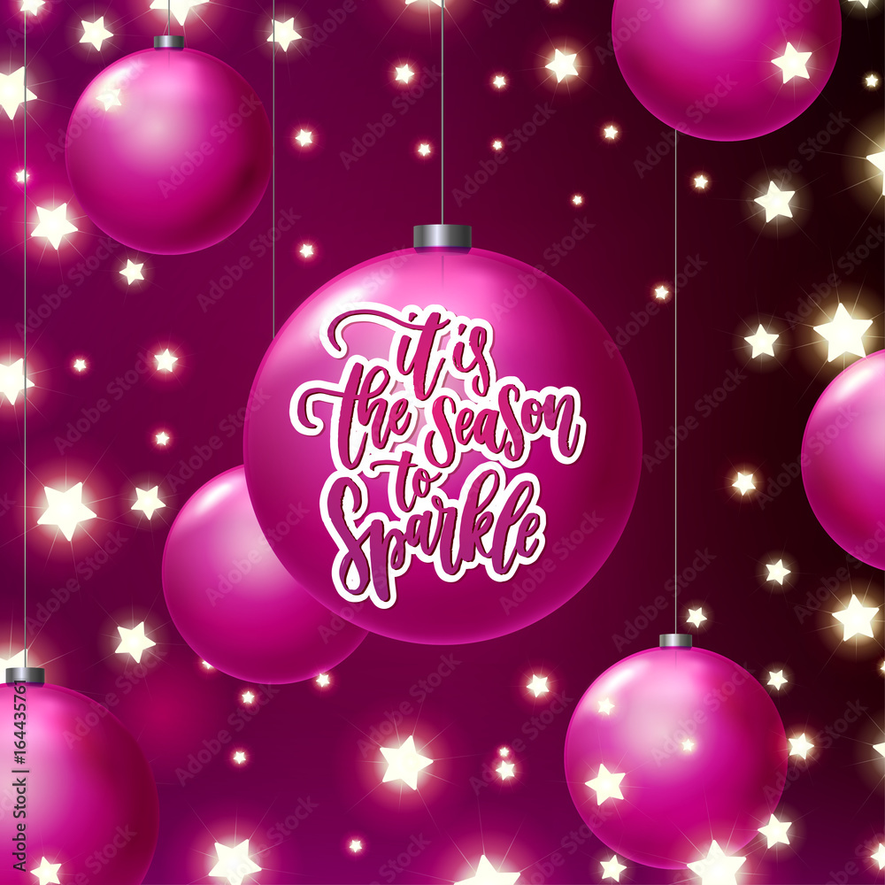 greeting card with wreath, Glowing star Lights. Xmas vector background. Hand drawn calligraphy. concept handwritten it's the season to sparkle greeting card with wreath, Glowing star Lights. Xmas vector background. Hand drawn calligraphy. concept handwritten it's the season to sparkle
