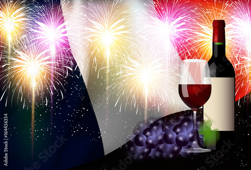 ワイン　フランス　 国旗　背景