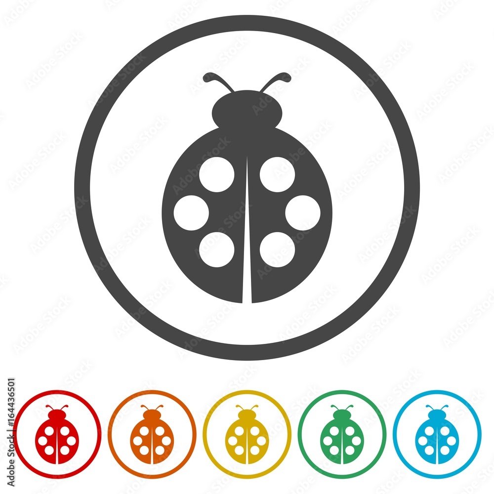 Ladybug icons set in flat style Ladybug icons set in flat style