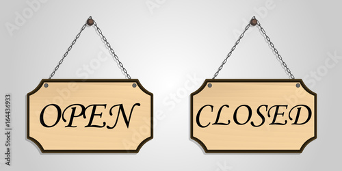 closed open board wood hang vector