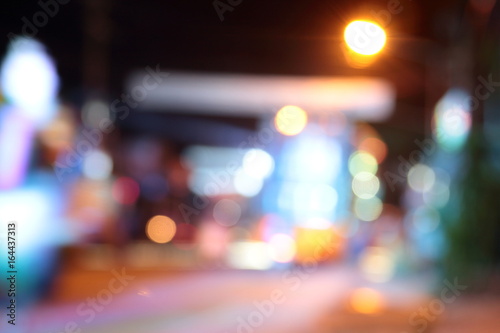 Bokeh from the lights at night and blurry