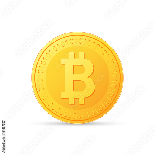 Bitcoin icon is a golden color. Crypto currency isolated on white background. Vector illustration