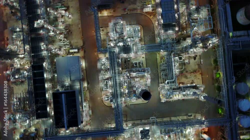 4K Petrochemical plant at night