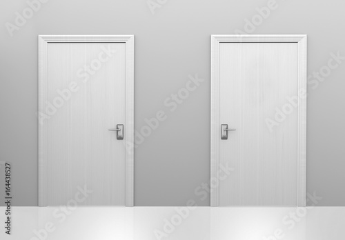 Fototapeta Naklejka Na Ścianę i Meble -  Choice of two doors to different choices or decisions, 3D rendering
