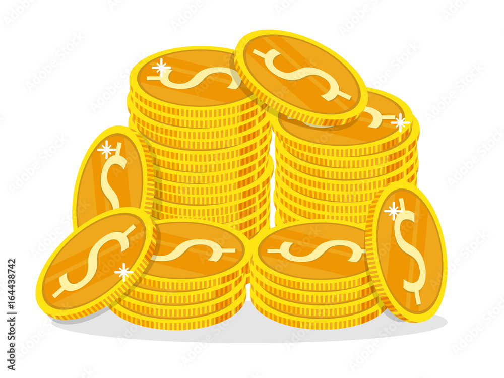 Stack gold coin dollar vector Stack gold coin dollar vector