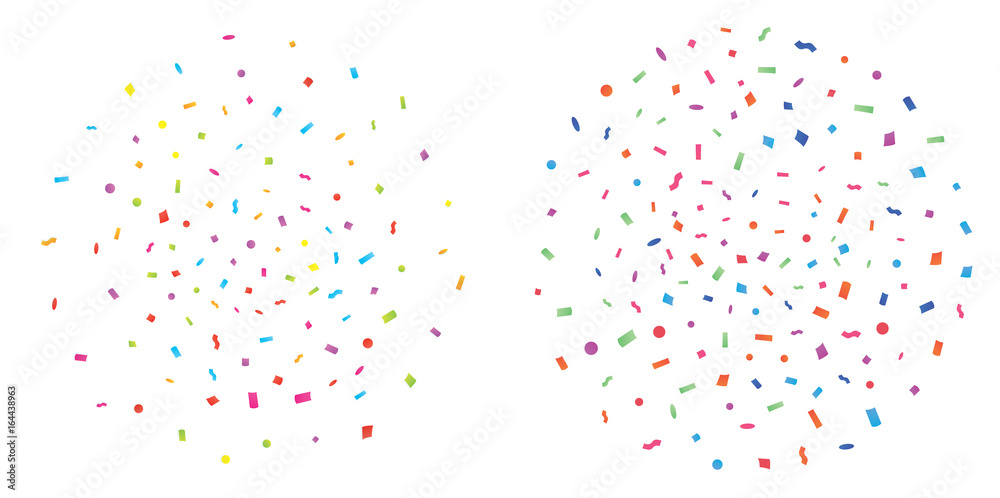 Set of Colorful Explosion of Confetti. Vector illustration. Flat design element.