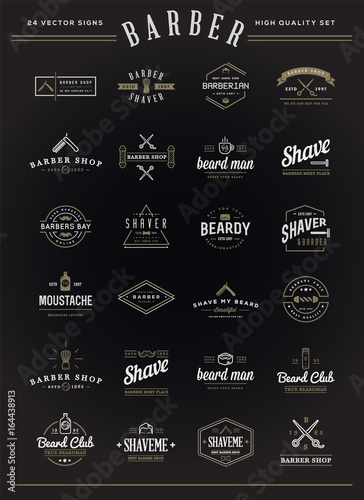Set of Vector Barber Shop Elements and Shave Shop Icons Illustration can be used as Logo or Icon in premium quality