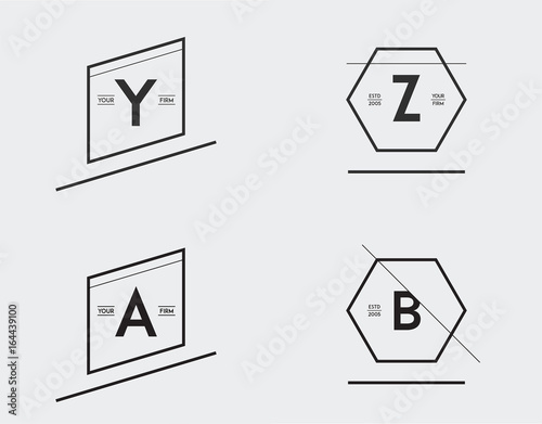 Set of Minimal Geometric Lined Template for Hipster Identity in Vector © ckybe