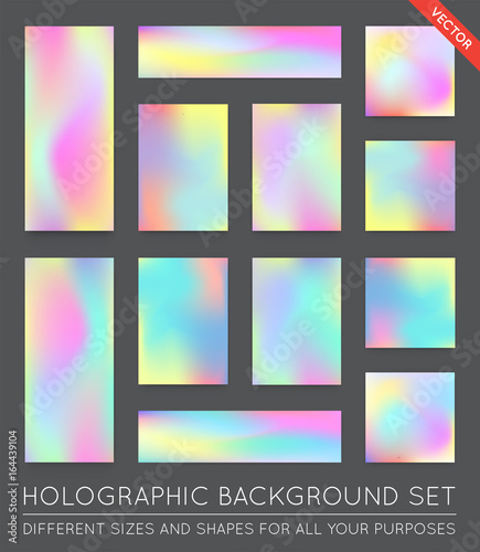 Trendy set of vector holographic backgrounds.. © ckybe