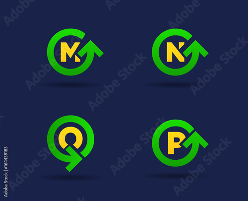 Set of Circle Arrow Logo Icon Design with Letter. Template Element in Vector.