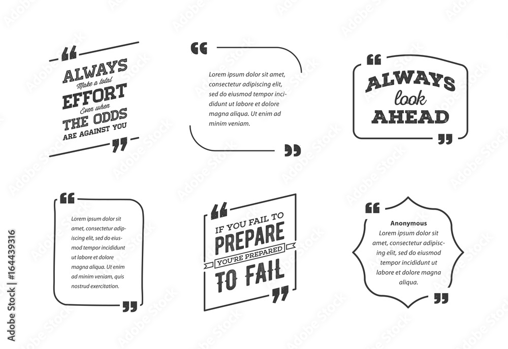 Typographic Quote Template Bubble Template Vector Set Stock Vector 
